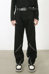 Men's Zipper Detail Relaxed Fit Cotton Blend Jeans