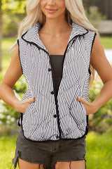 Striped Quilted Vest Coat