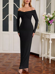 Off-Shoulder Ruched Maxi Dress