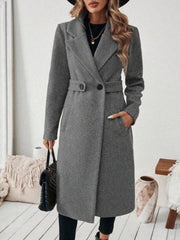 Full Size Elegant Lapel Collar Belted Coat with Pockets Plus Size