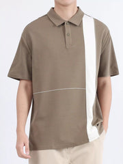 Men's Plus Size Color Block Casual Polo