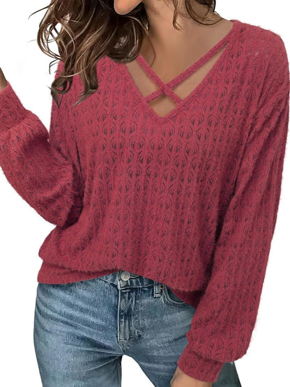 Crisscross Cutout Long Sleeve Top