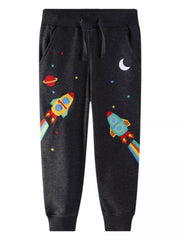 Children's Space Rocket Embroidered Joggers