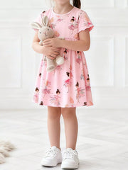 Children's Ballerina Print Short Sleeve Dress