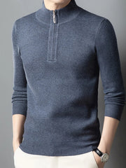 Men's Plus Size Quarter-Zip Long Sleeve Sweater
