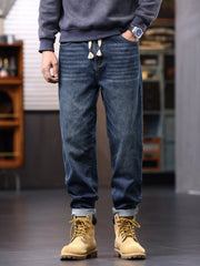 Men's Drawstring Waist Relaxed Fit Jeans