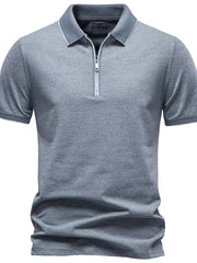 Men's Zippered Collar Polo with Contrasting Trim