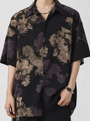 Men's Printed Button Up Short Sleeve Shirt