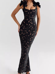 Slit Tie Shoulder Maxi Dress