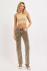 Tummy Control Mid Rise Corduroy Pants