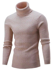 Men's Full Size Classic Cable Knit Turtleneck Sweater Plus Size
