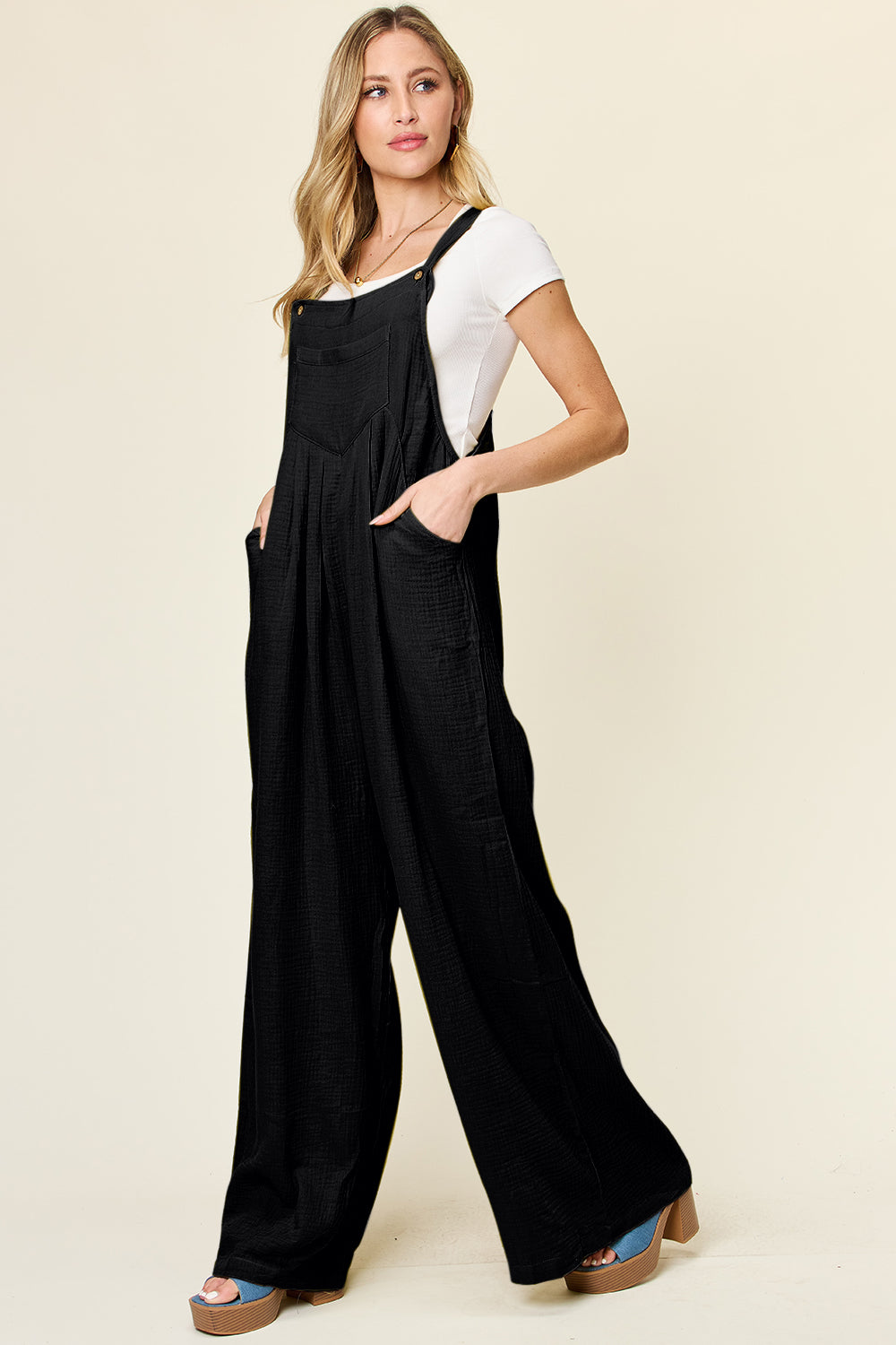 Textured Wide Leg Overall