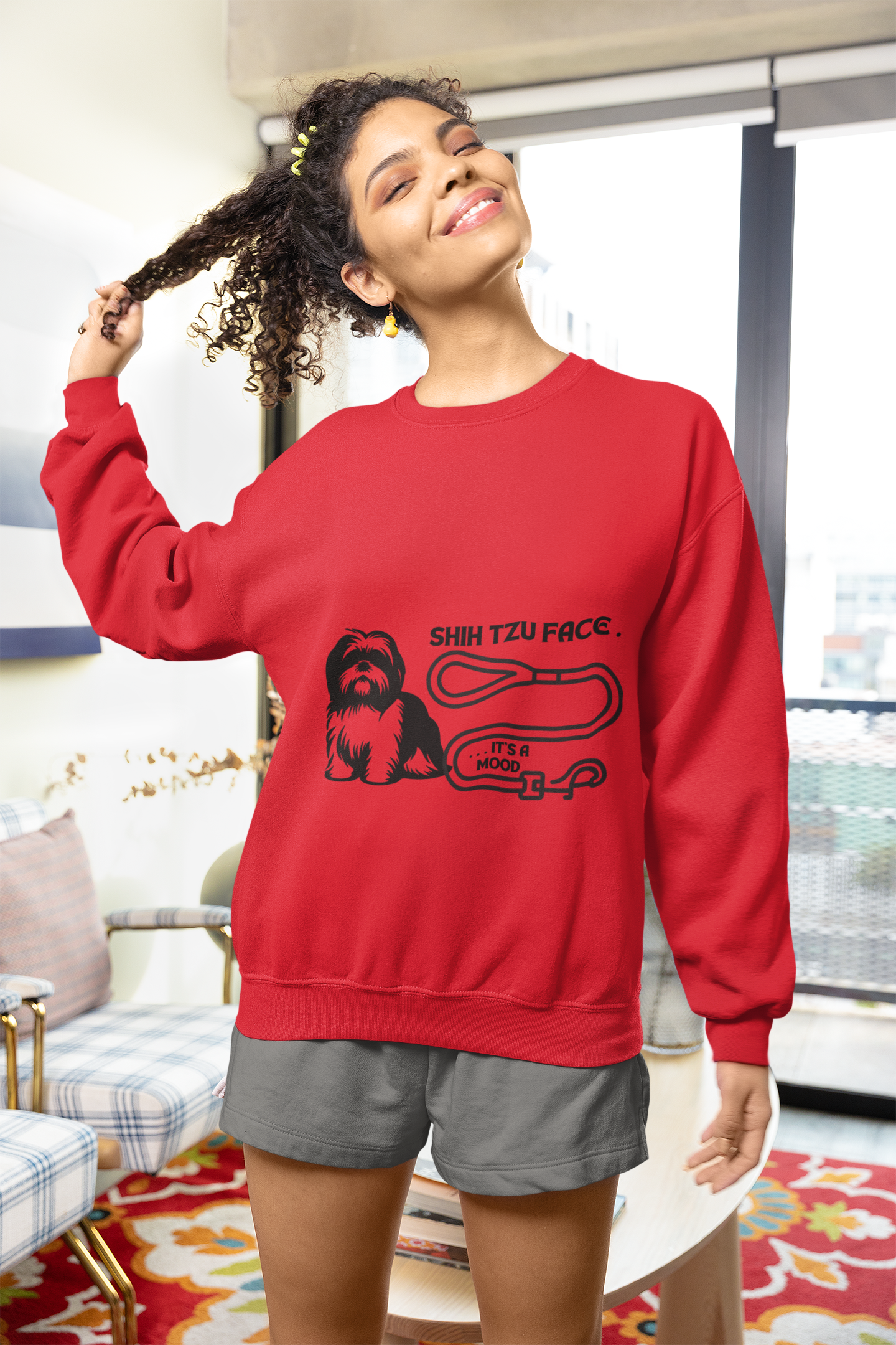 Shih Tzu Face - It's a Mood Unisex Crewneck Sweatshirt