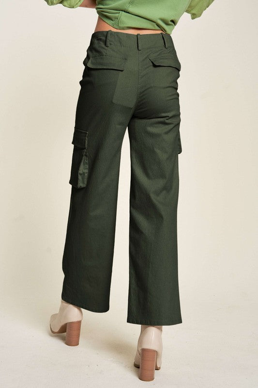 Flap Pocket Mid Rise Cargo Pants