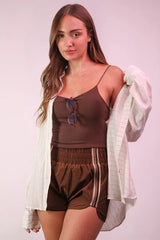 Striped Trim Detail Activewear Shorts