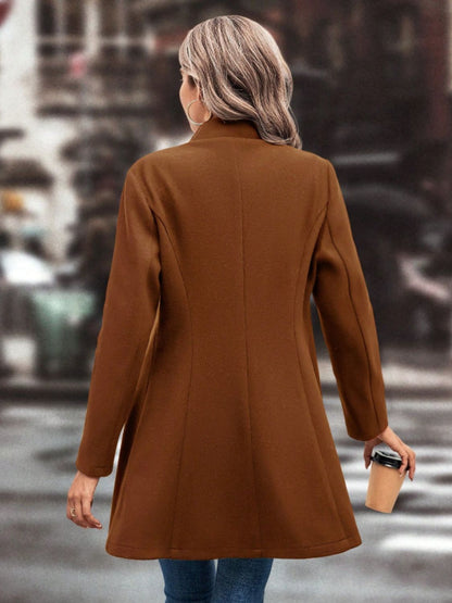 Women's Collared Neck Button Up Long Sleeve Coat