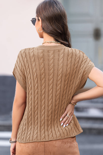 Cable Knit Short Sleeve Sweater