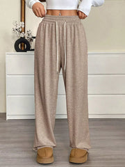 Casual Cotton Drawstring Waist Wide Leg Joggers