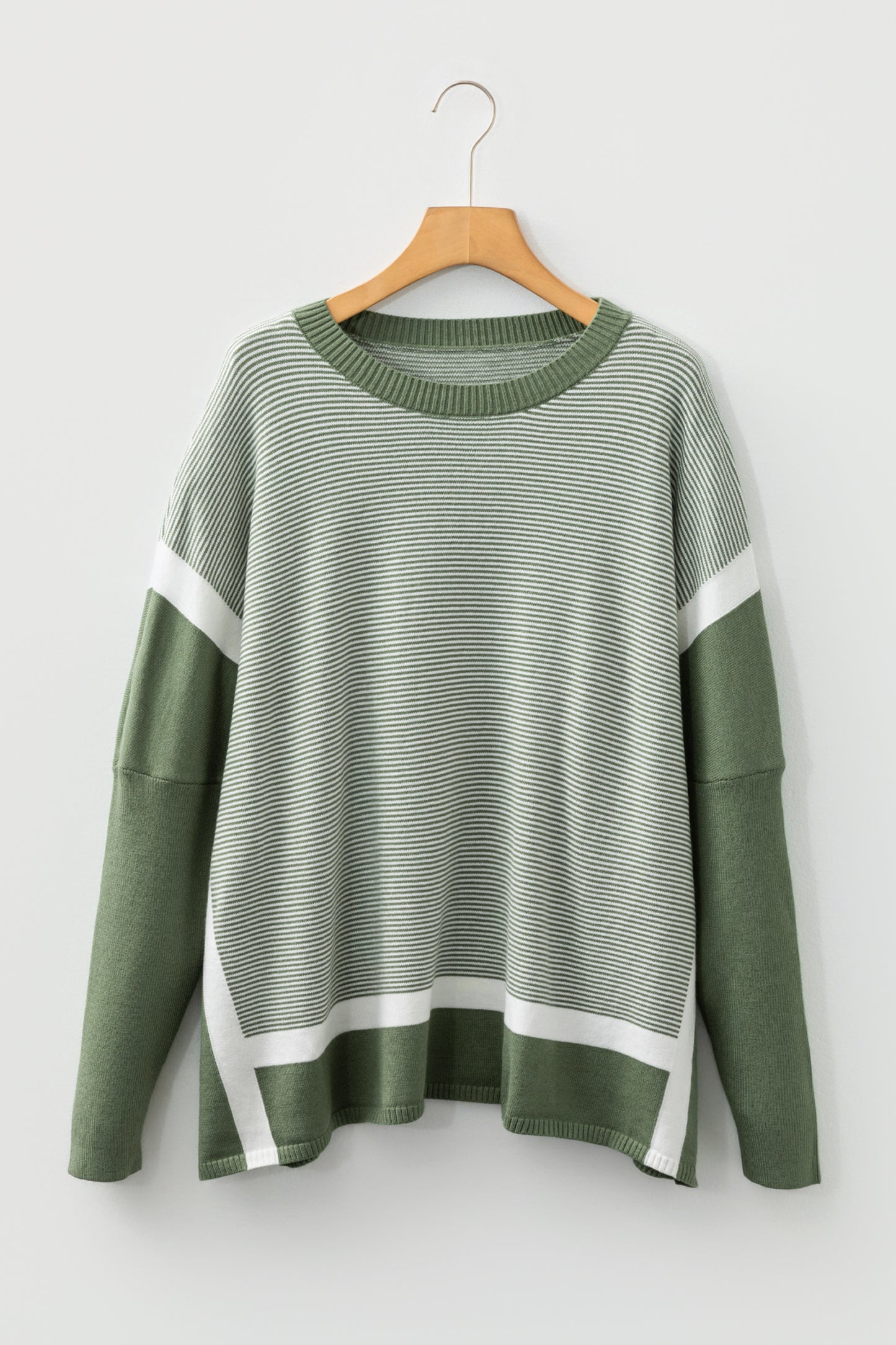 Striped Colorblock Dolman Tunic Sweater