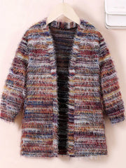 Children's Colorful Knitted Fuzzy Cardigan
