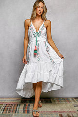 POL Smocked Waist Midi Tiered Cami Dress