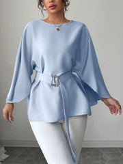 Batwing Sleeve Belted Blouse