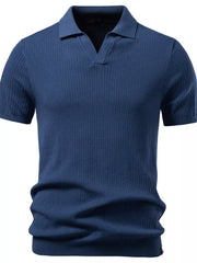 Men's Ribbed Knit Short Sleeve Polo