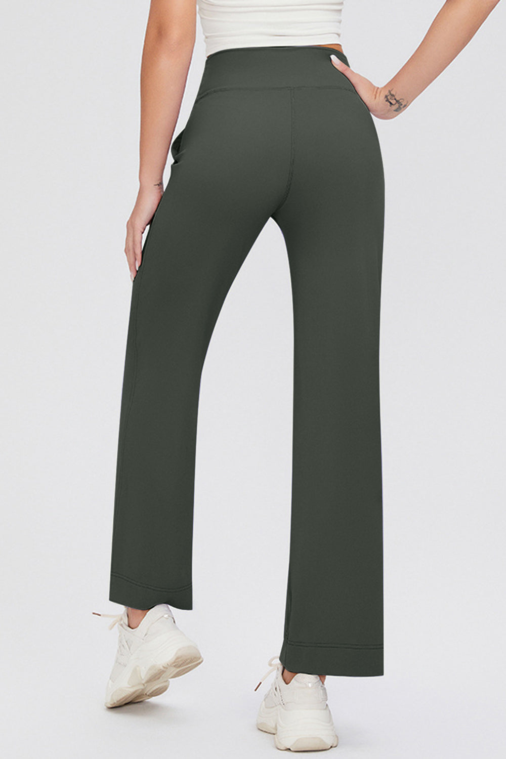 Drawstring High Waist Pants with Pockets