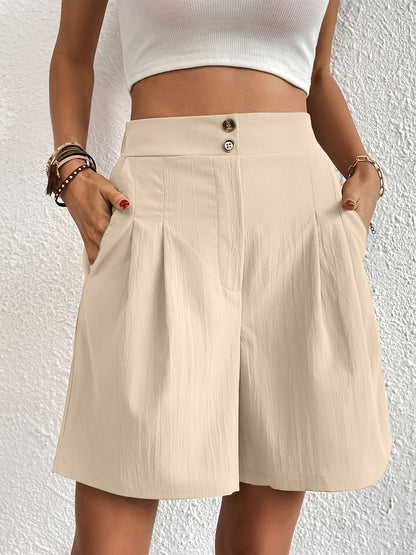 Pocketed Elastic High Waist Shorts