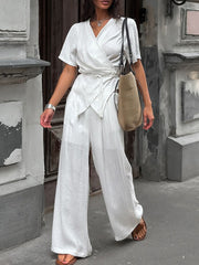 Wrap Top & Wide Leg Pants Set
