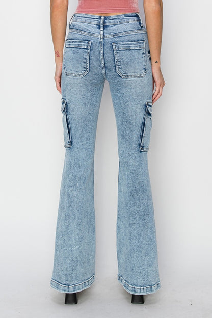 High Rise Cargo Flare Jeans