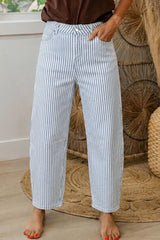 Striped Barrel Leg Jeans