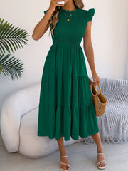 Smocked Tiered Cap Sleeve Dress