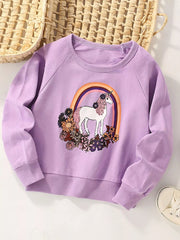 Children's Unicorn Rainbow Graphic Crew Neck Sweatshirt