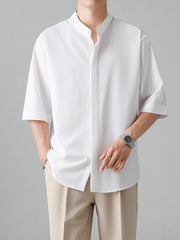 Men's Mandarin Collar Half Sleeve Shirt