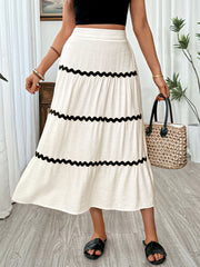 Accent Tiered Midi Skirt