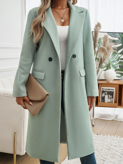 Women's Devine Pocketed Collared Neck Long Sleeve Coat