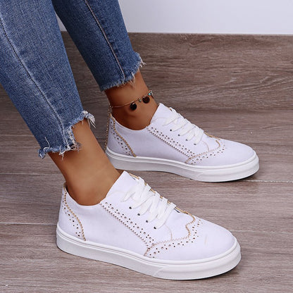 Women's Lace-Up Suedette Flat Sneakers