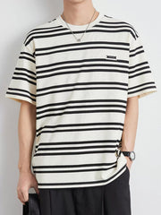 Men's Striped Casual Round Neck T-Shirt