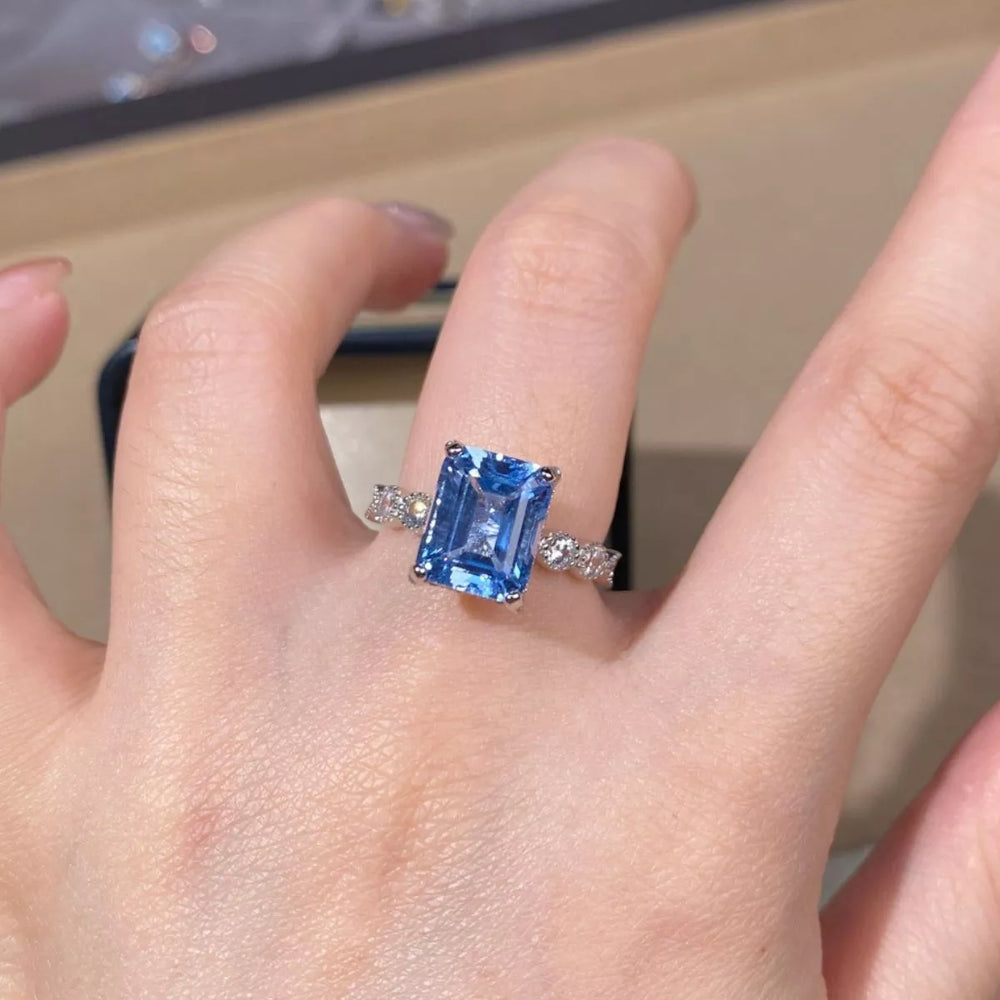 925 Sterling Silver Zircon Geometric Ring