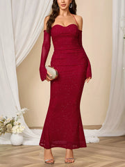Sweetheart Neck Glitter Maxi Dress