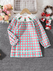 Children's Christmas Tree Plaid Dress