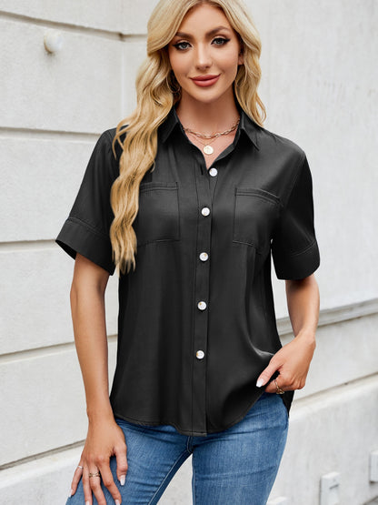 Collared Neck Short Sleeve Shirt