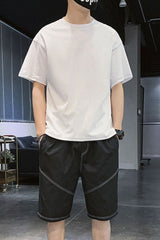 Men's Casual Round Neck Top and Shorts Set