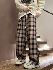 Men's Vintage Plaid Wide Leg Pants