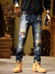 Men's Distressed Wash Slim Fit Jeans