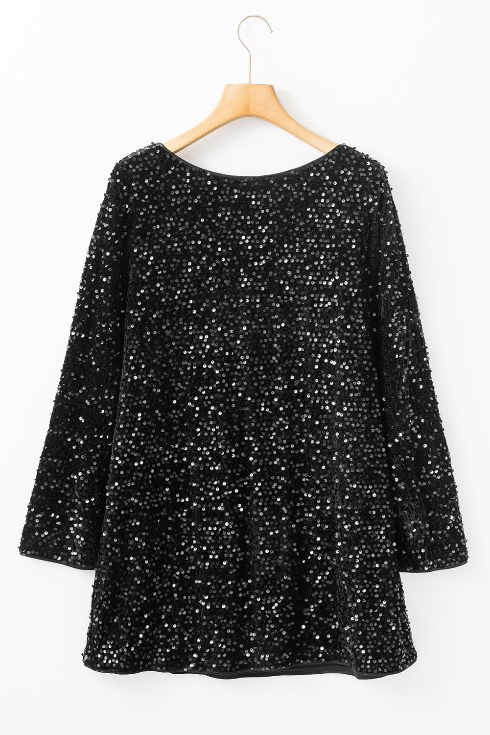 Sequin Bow Back Long Sleeve Mini Dress