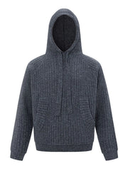 Men's Drawstring Ribbed Hooded Sweater
