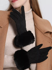 Fur Cuff Suede Gloves