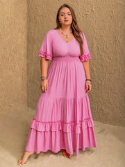 Plus Size Half Sleeve Maxi Dress